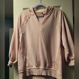 Lace Detail Hooded Sweatshirt Cato